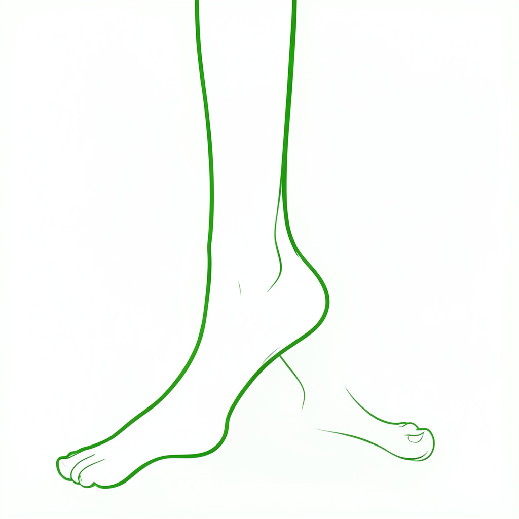 Schéma simple d'un tendon d'Achille en traits épurés sur fond vert pâle