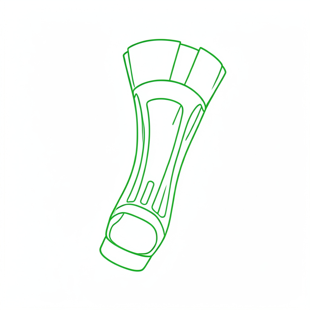 Illustration discrète d'un semelage orthopédique aux lignes épurées, ambiance médicale
