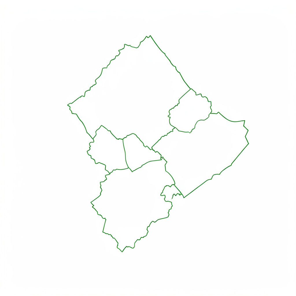 Croquis épuré d'une carte régionale stylisée représentant plusieurs villes desservies